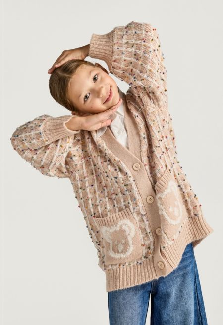 Confetti Cardigan with Shirt Collar
