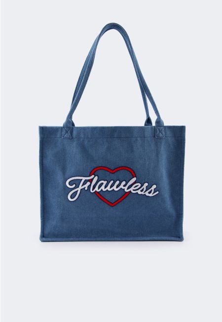 Embroidered Denim Tote Bag