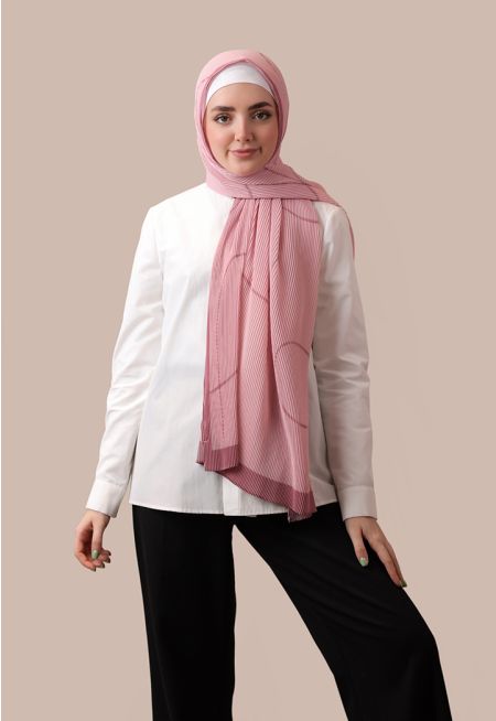 Printed Pleated Chiffon Scarf