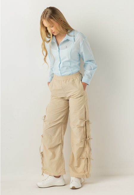 Bow Embellished Cargo Pants