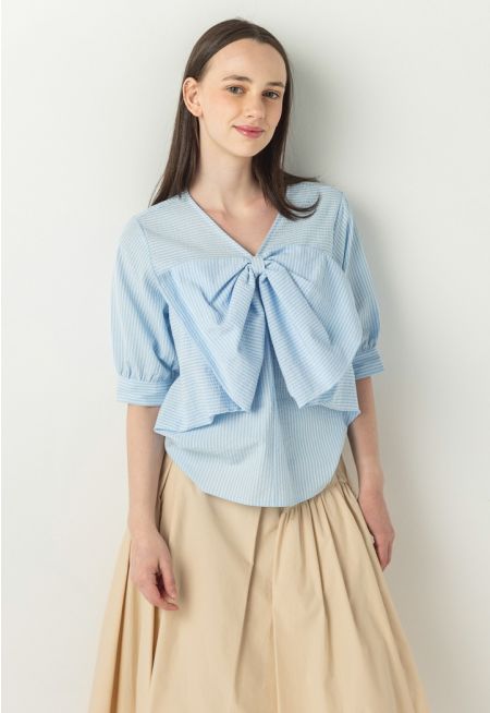 Striped Bow Blouse