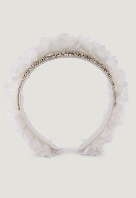Ruffle Crystal Petal Headband