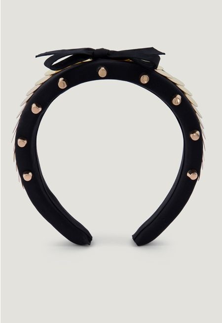 Golden Sequin Quilted Headband