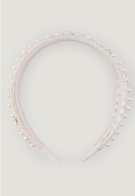 Lustrous Pearl Tweed Headband