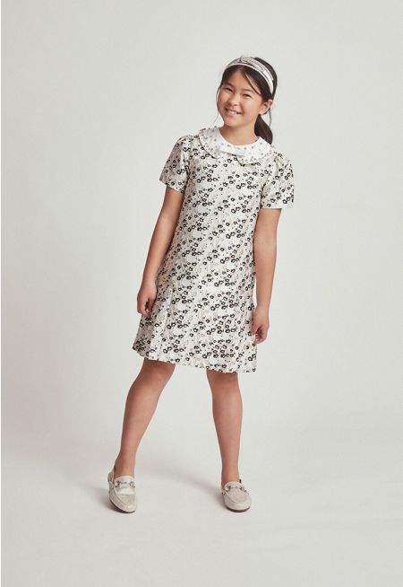 Lurex Embroidered Floral Dress