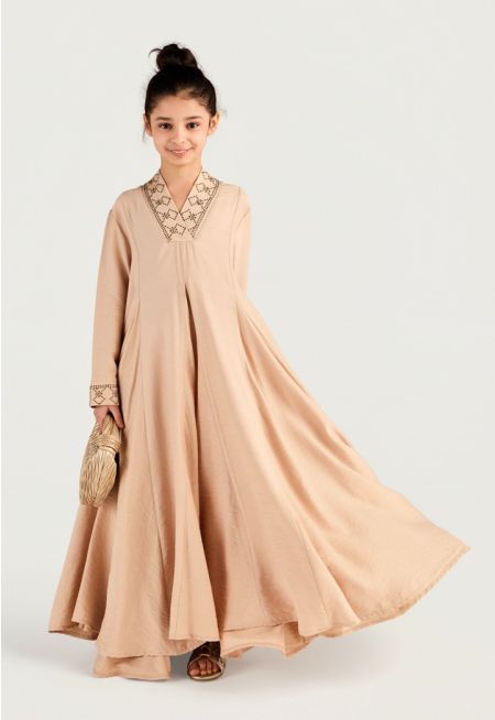 Studded Collar Flared Dress