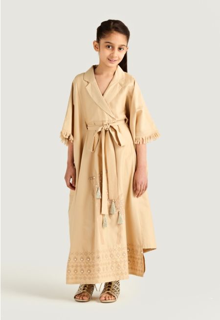 Fringed Sleeve Embroidered Kaftan
