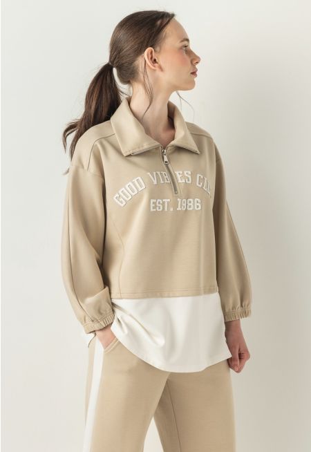 Embroidered Contrast Sweatshirt