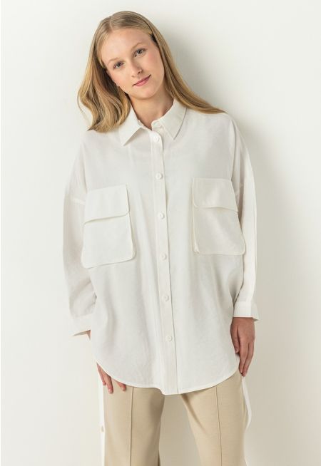 Front Pockets Solid Shirt