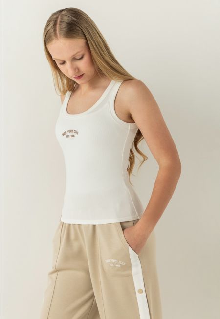 Ribbed Embroidered Tank Top