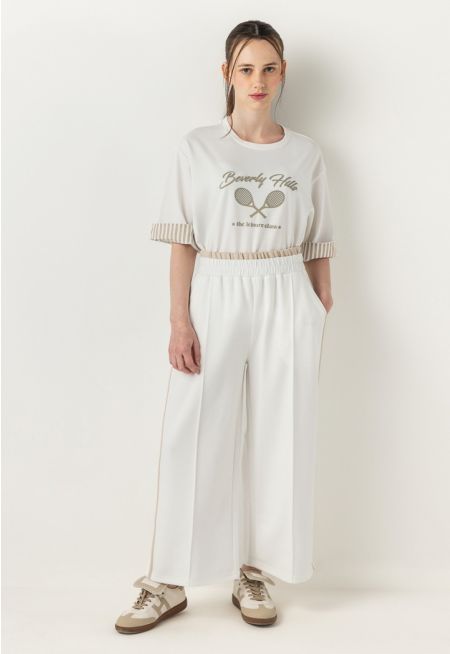 Contrast Wide Leg Sweatpants