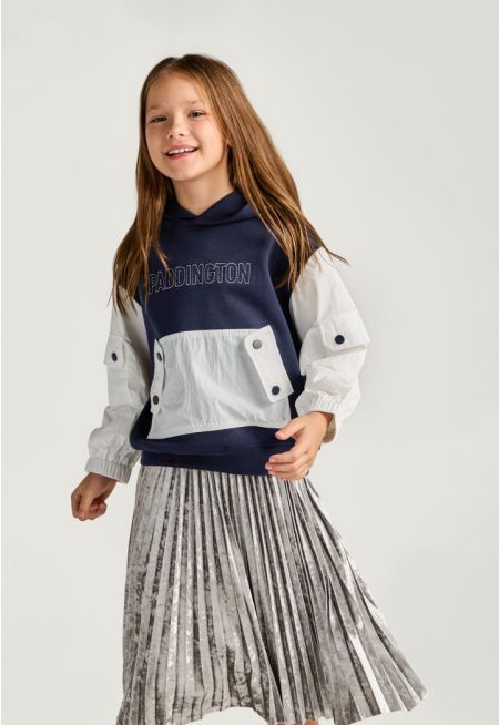 Embroidered Contrast Hoodie