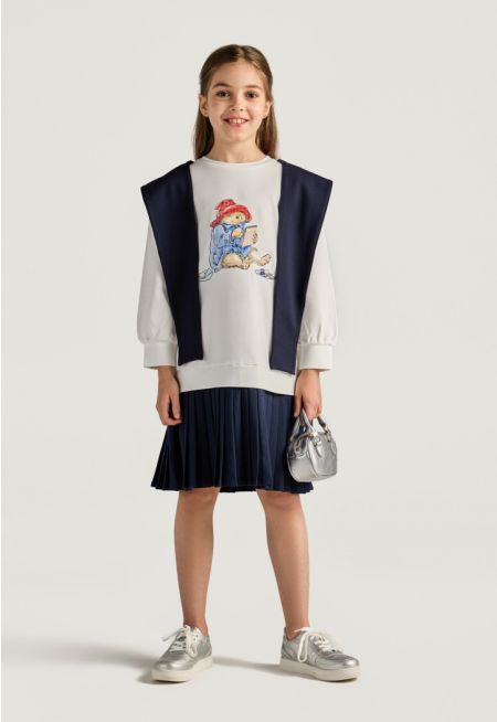 Detachable Hoodie Contrast Dress