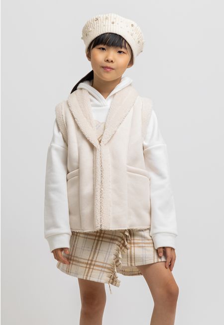 Solid Fur Lined Collared Sleeveless Gilet