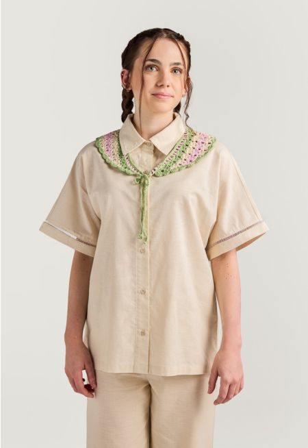Crochet Collar Shirt