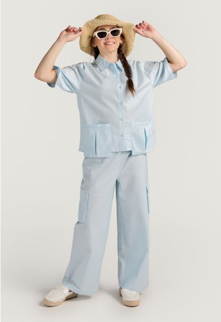 Linen Shirt and Pants Set (2PCS)
