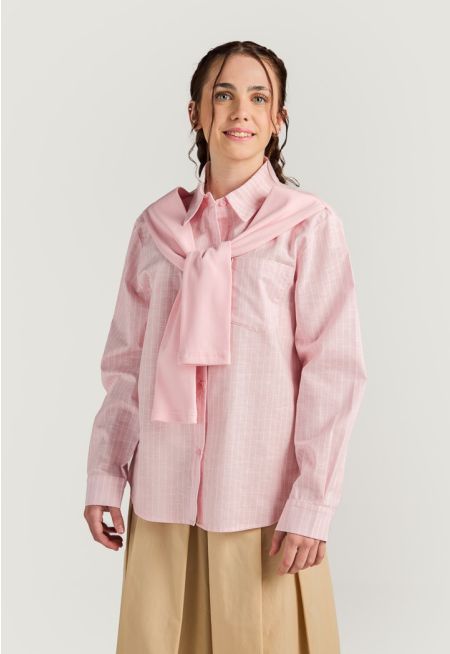 Striped Shirt with Knit Sleeves