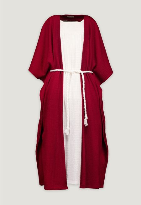 Two Tone Abaya and Sleeveless Dress Set (2pcs)