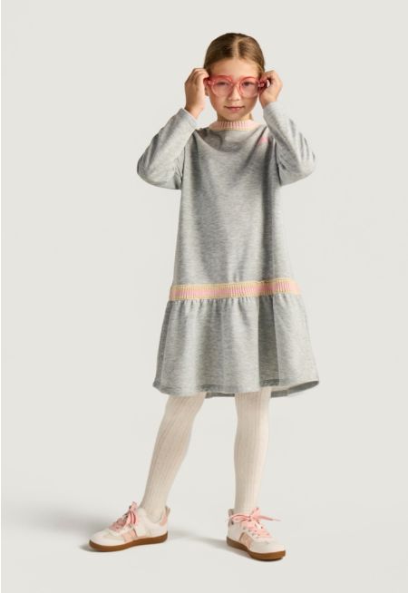 Drop Waist Crochet Details Dress