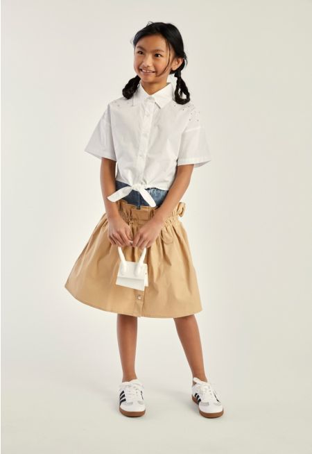 Denim Waist Drawstring Skirt