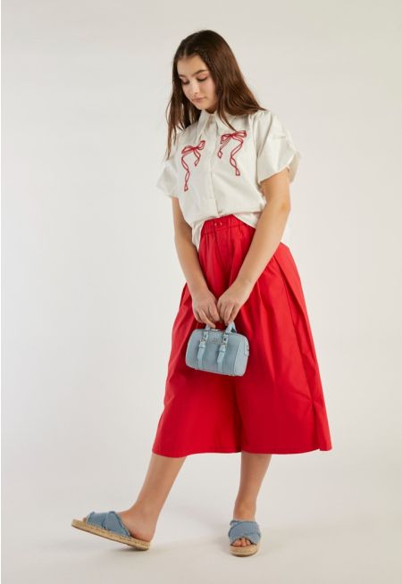 Elastic Waist Wide Leg Trousers