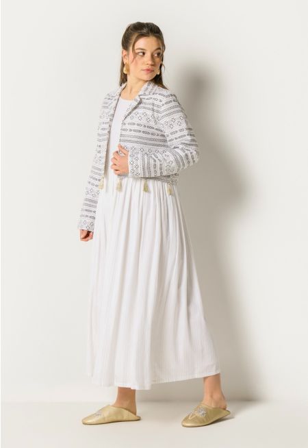 Cropped Jacket and Lurex Striped Dress Set (2PCS) 