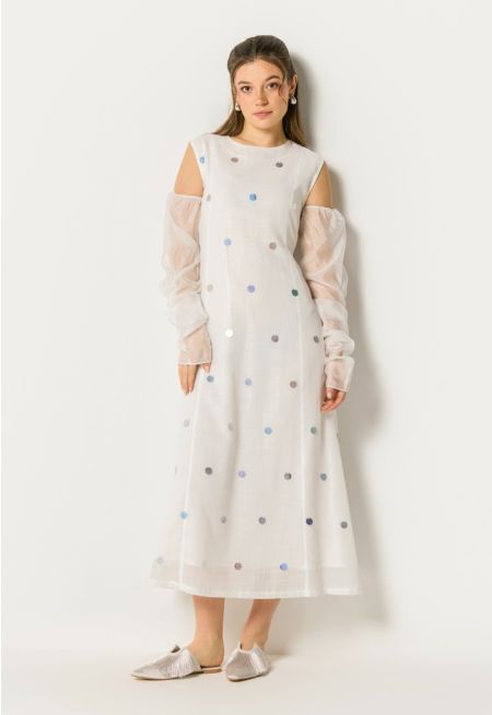 Sequin Dot Embellished Dress Set (2PCS)