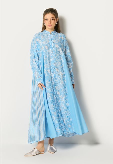 Oversized Floral Striped Dress