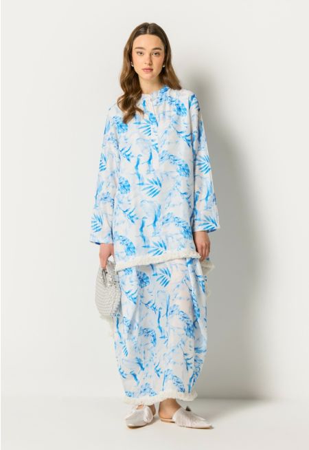 Layered Leaf Print Dress