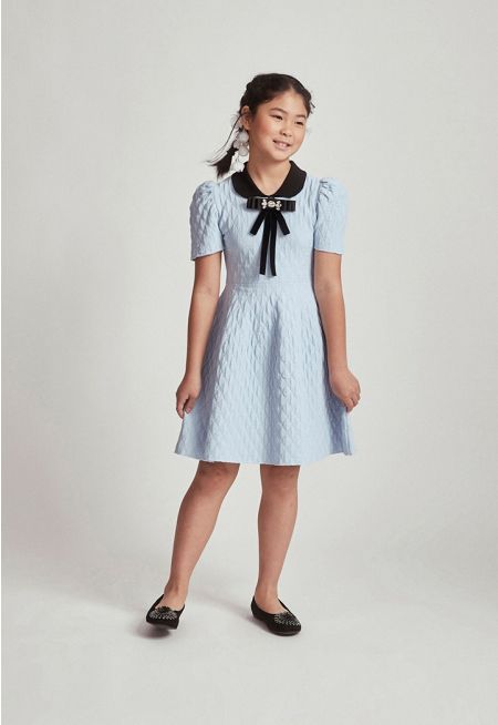 Lurex Details Knitted Quilted Dress