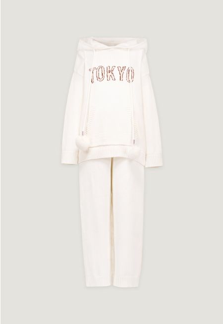 Knitted Hoodie and Pants Set (2 PCS)